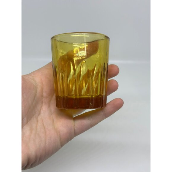 VTG Amber Glass Votive Tea 2.25" Ribbed Bottom Candle Holders - Picture 5 of 7
